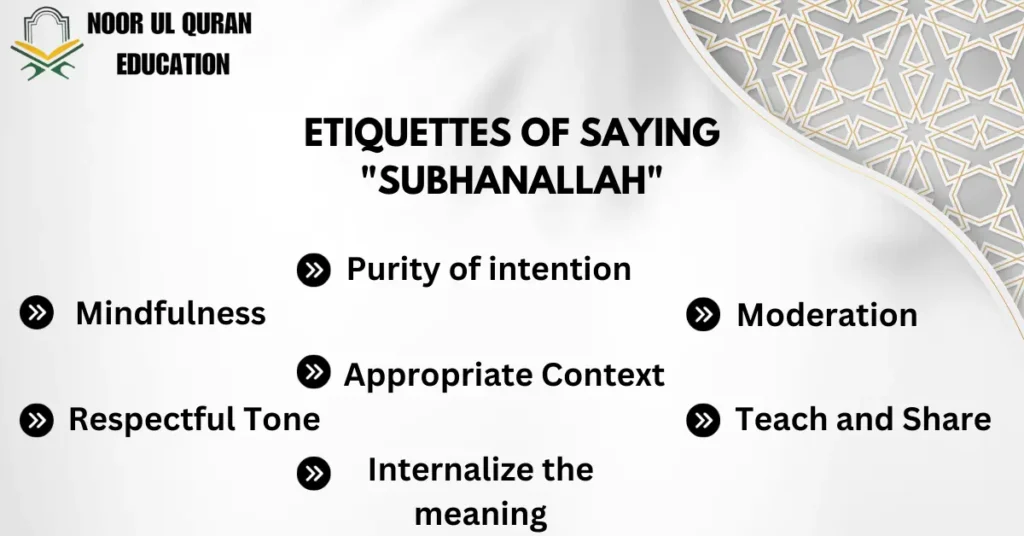 This image tells about the etiquettes of saying SubhanAllah